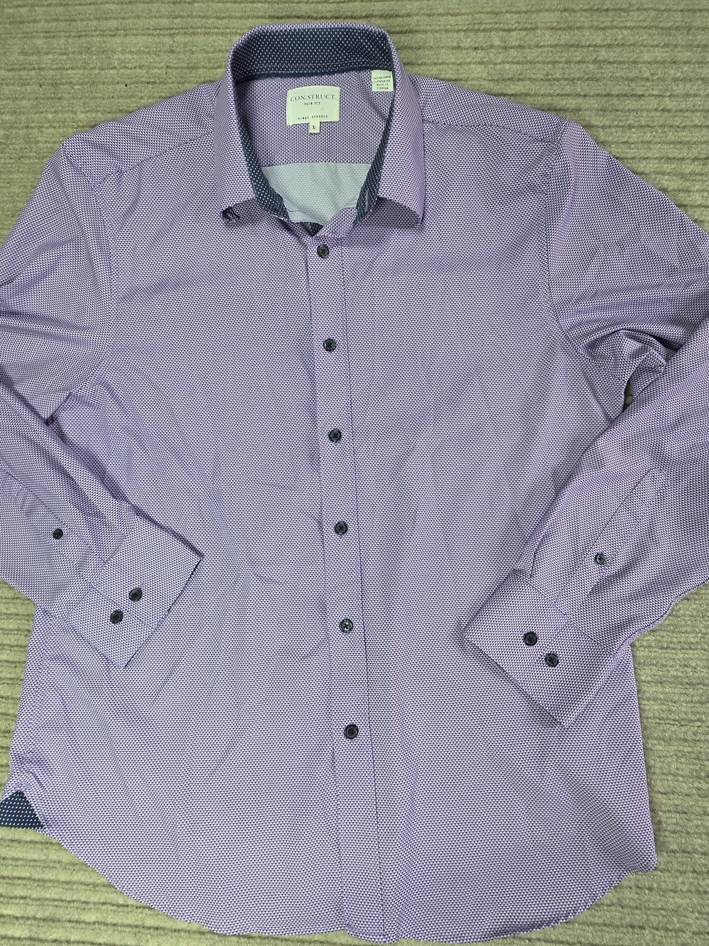 Con.struct Button Up Shirt Men LG Slim Fit 4 Way Stretch Casual Modern